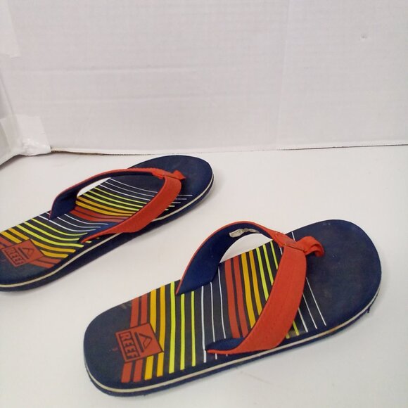 Reef Flip Flops Boys 3 Kids Rainbow Colorful Pre-Owned - Picture 9 of 12